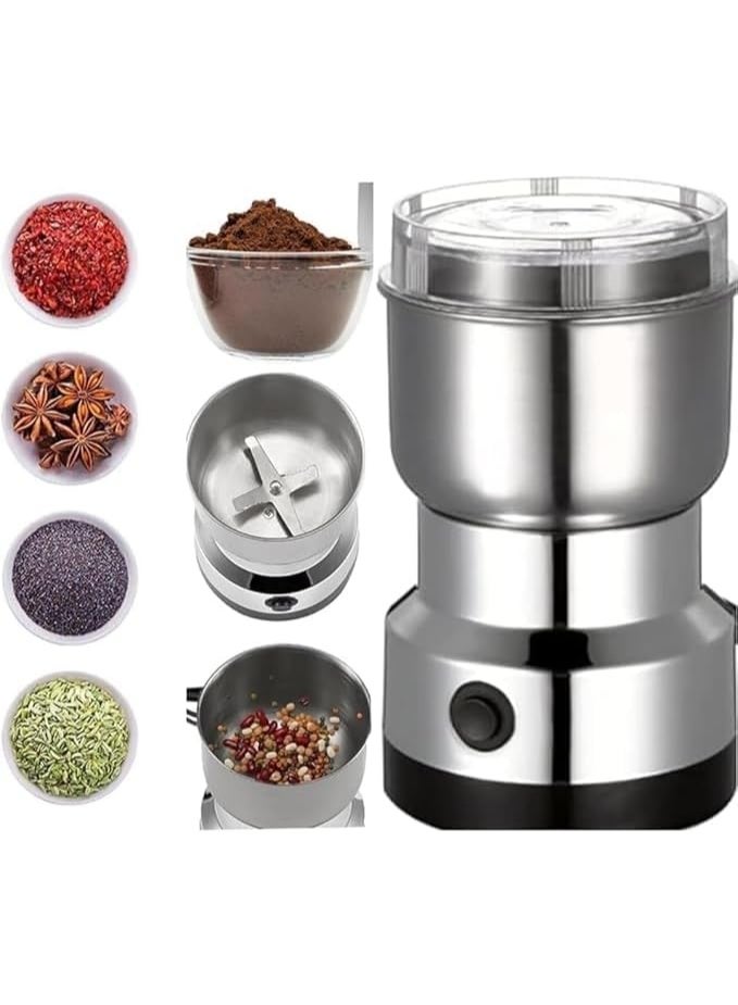 Electric Coffee Grinder: Versatile stainless steel grinder for seeds, spices, herbs, and nuts - includes a transparent lid, 50g - Image 5